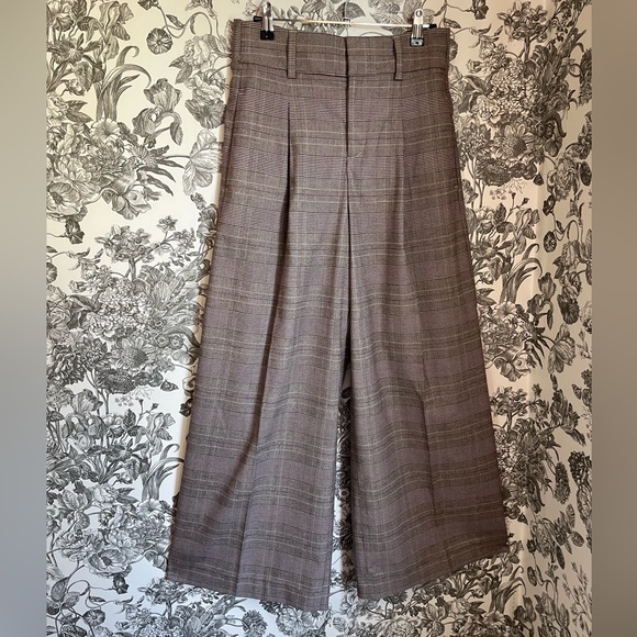 BANANA REPUBLIC Parc wide leg plaid trousers Womens size 2  NWOT - Picture 13 of 14